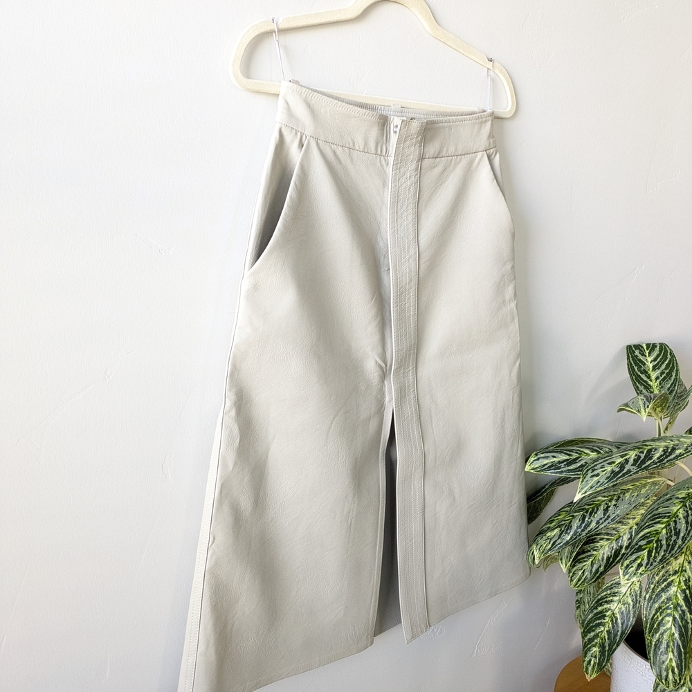 Stella McCartney Light Gray Faux Leather Midi Skirt - Picture 4 of 16